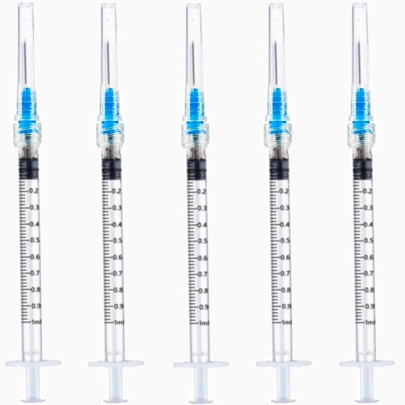 DM YOSLEB 50 Pack 1ml 23Gauge - 1 Inch Luer Lock Lab Sample Measuring Tool, Individually Sealed Wrapped - Image 1